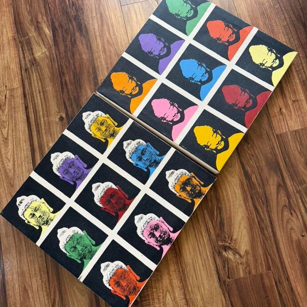 Buddha multi colored canvas wall art print Andy Warhol style